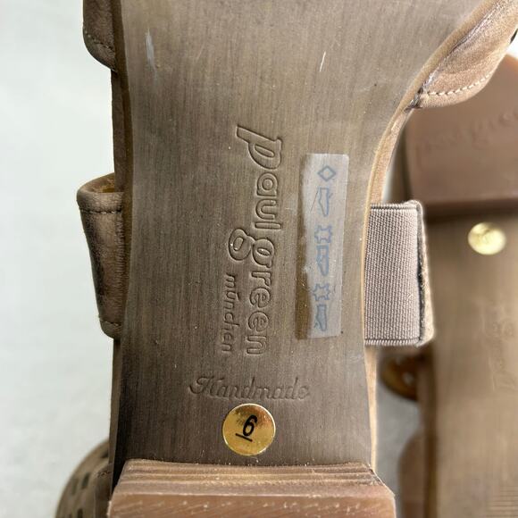 Paul Green Women's Tan Suede Stacked Block Heel Cross Ankle Strap Sandals Sz 10 - Picture 3 of 15